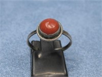 Sterling Silver Tested Vtg. Petite Coral N/A Ring