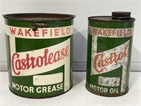 2 x CASTROL WAKEFIELD Tins. 1 Quart & 5Lb