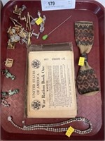 War Ration Book with Costume Jewelry