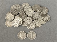 (40) Mercury Silver Dimes