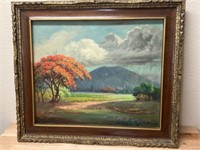 Large Signed Mid Century Oil on Canvas