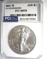 2021-W T-2 Silver Eagle PCI MS70 BURNISHED