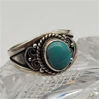 STERLING SILVER TURQUOISE RING SZ 8