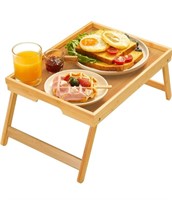 Bamboo Bed Tray Table with Foldable Legs,