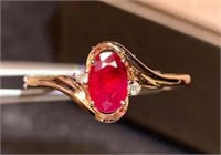 0.86ct Mozambique Ruby Ring 18K Gold