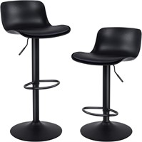 YOUNIKE Bar Stools Set of 2  Black PU  Swivel