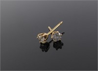 Pair of 14K Yellow Gold Diamond Stud Earrings