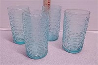 4 vintage Aqua Blue Ice Tea Glasses