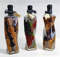 3pc VILLA BACCI DECORATIVE GLASS BOTTLES