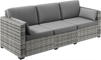 $290  Outsunny Wicker Patio Couch, 3-Seat, Gray