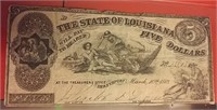 1863 authentic Confederate Louisiana $5 currency