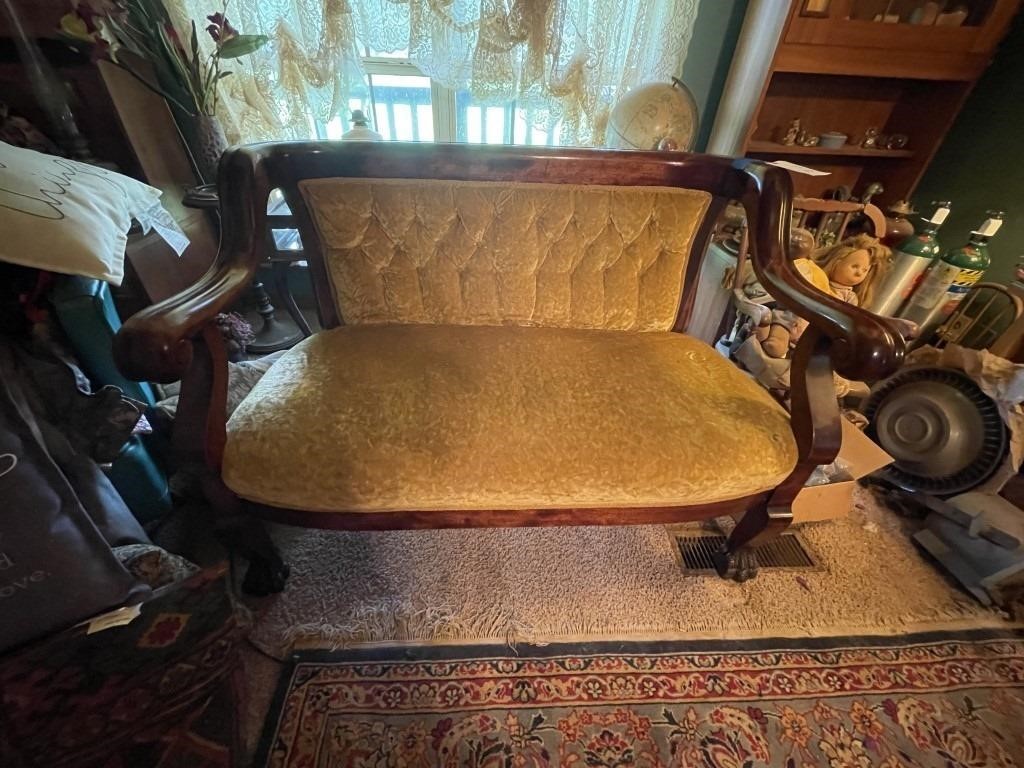 Vintage Love Seat w/Claw Feet 4ft L