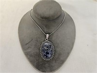 German Silver Sodalite Pendant Necklace