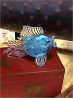 Blue blown glass fish decor