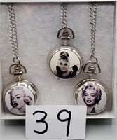 3 Pocket Watches.  2 Marilyn, 1 Audrey. (all new