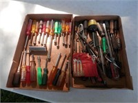 2 trays of screwdrivers, etc