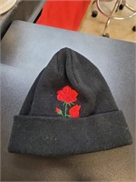Stocking cap with embroidered Rose