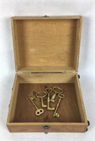 Wooden Box with Brass Skeleton Keys