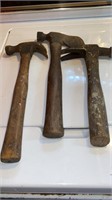Vintage hammers - and hatchet. All about 12 or 13