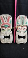 2) Wood Tiki Masks - Pool Decor