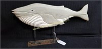 Decorative Wooden Whale On Metal Stand