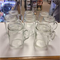 Set of 8 mason jar mugs. Glass