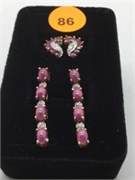 2 PAIR STERLING SILVER EARRINGS WITH SAPPHIRES - O