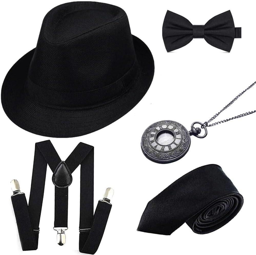 1920s Men's Set Hat  Suspenders  Ties (6 sets)