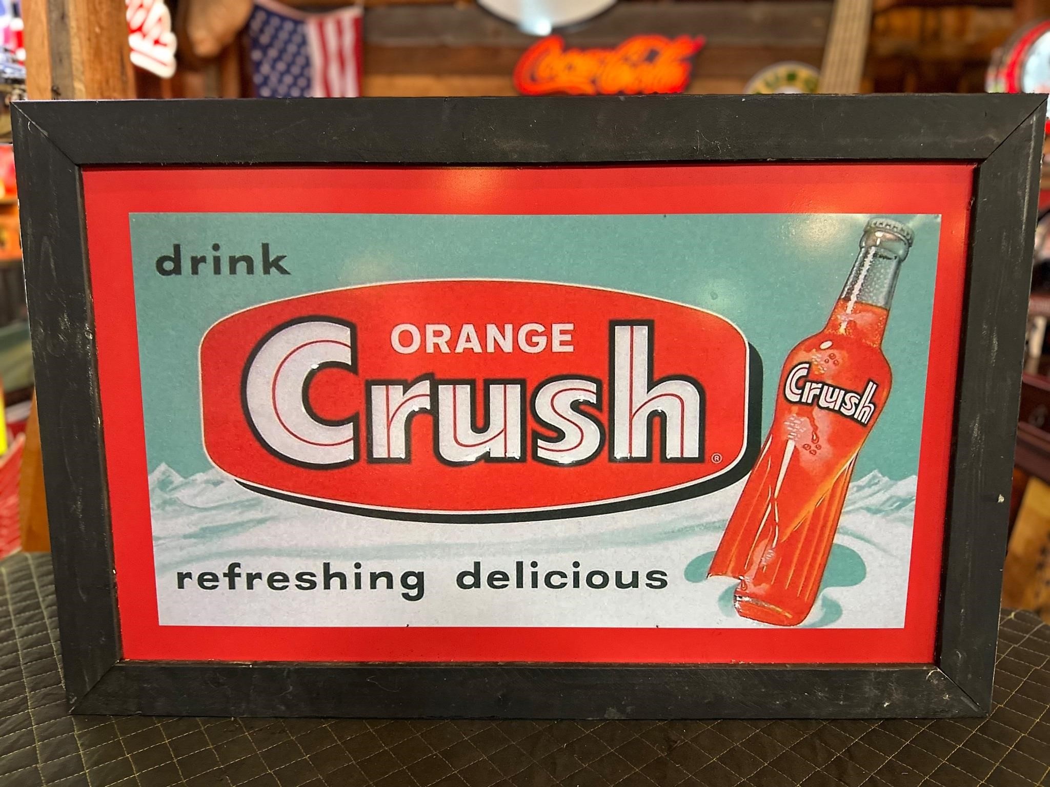 40 x 26” Framed Metal Orange Crush Sign