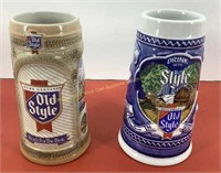 * (2) Old Style beer steins