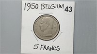 1950 Belgium 5 Francs gn4043
