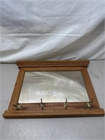 Framed Wall Mirror with Coat Hooks 26 x 19 x 2