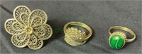 Jewelry - lot of three marked 925 sterling rings.