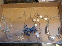 Snowflake necklace and silver tone necklaces