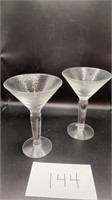 2 Dimpled Martini / Cosmopolitan Glasses
