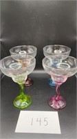 Set of 4 Fun, Colorful Margarita Glasses
