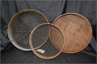 Decorative Antique Sieve (3) Totoal 10" - 14"