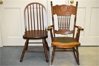 Antique Pressed & Windsor Backed Chairs