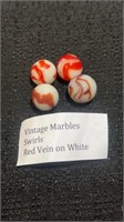 Vintage Marbles 
Swirls 
Red Vein on White