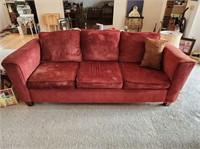Red Sofa Clean With Some Fading