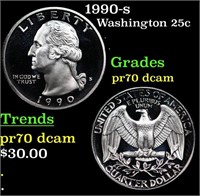 Proof 1990-s Washington Quarter 25c Grades GEM++ P