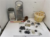 Metal Grater and Slicer, Buttons, Misc