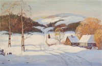 Ernest Fredericks Oil on Canvas Winter Landscape