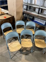 Six metal/wood folding chairs