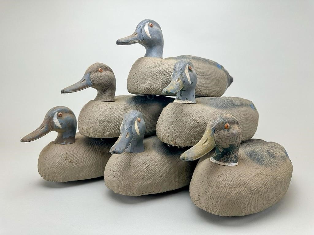 Vintage Carved Duck and Bird Decoys, Calls, Framed Prints