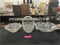 Two Crystal Bowls And Basket