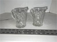 Pair of cut glass Small pitchers
