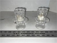 Cut glass candle holders