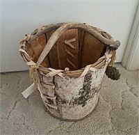 Handmade Birch Basket with Antler Handle- Very