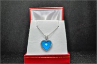 4ct blue topaz sweet heart necklace